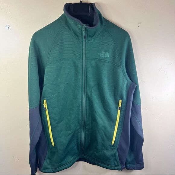 The North Face Mens Full Zip Jacket Pockets Green Blue‎ Size Medium Outdoor - Picture 1 of 5